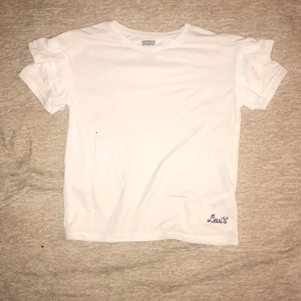 White Ruffle Sleeved T-Shirt